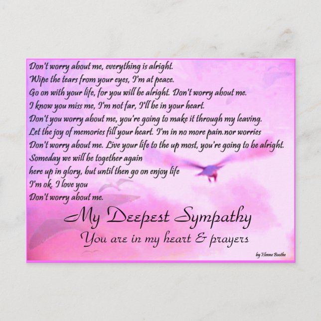 Carte Postale Don'y Worry About Me, Sympathy_Postcard (Devant)
