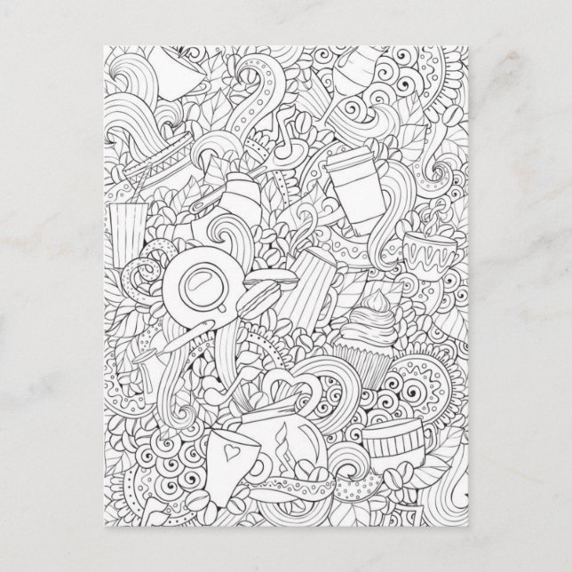 Carte Postale Doodé Café Et Thé (Devant)