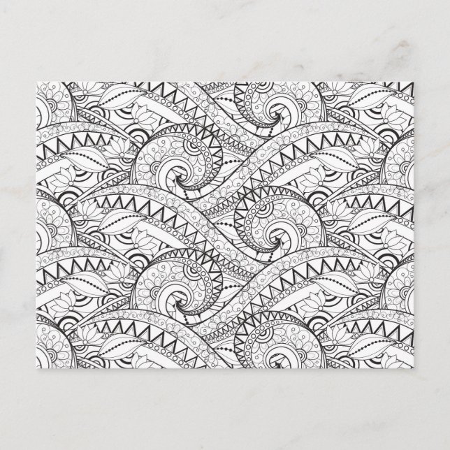Carte Postale Doodle à motif floral détaillé (Devant)