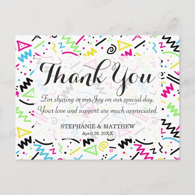 Carte Postale Doodle bleu bleu bleu bleu jaune des années 90 rét (Devant)