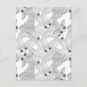 Carte Postale Doodle chinois de poisson