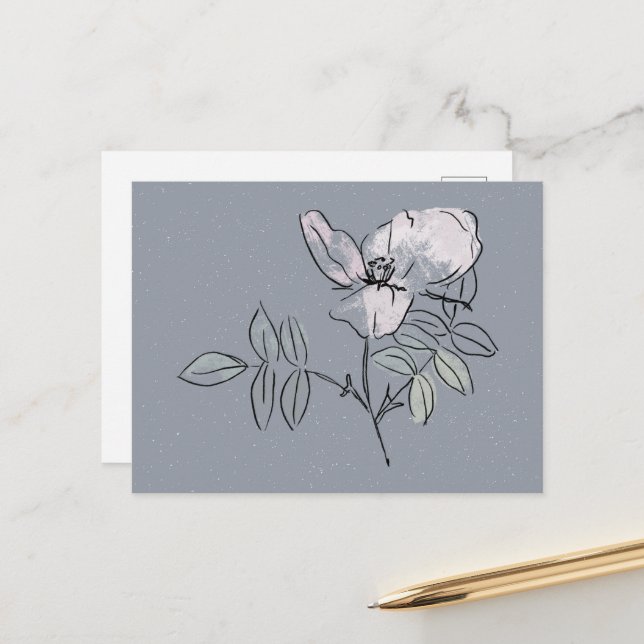 Carte Postale Doodle de fleur jolie  (Devant/Arrière en situation)
