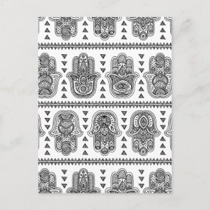 Carte Postale Doodle de Hamsa tiré par la main indienne