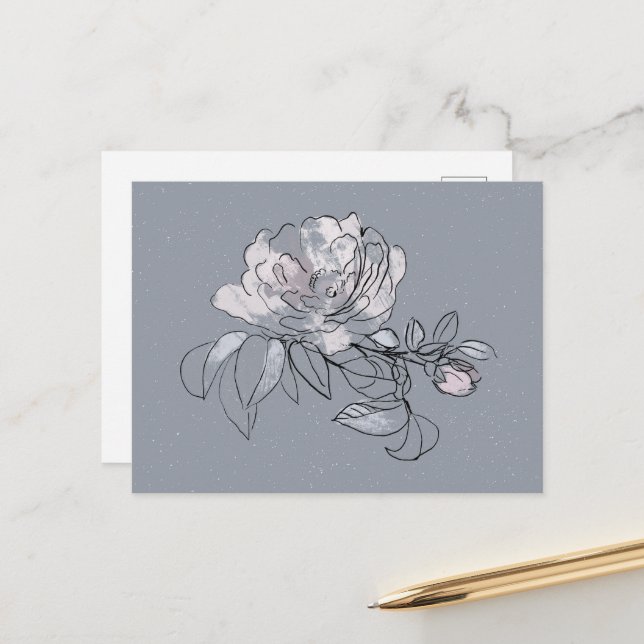 Carte Postale Doodle de jolie fleur  (Devant/Arrière en situation)