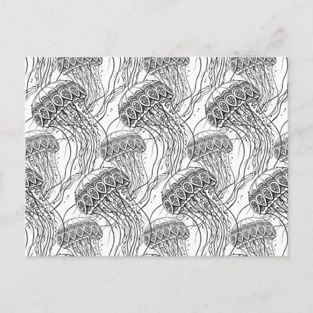 Carte Postale Doodle de poisson de gelée (Devant)