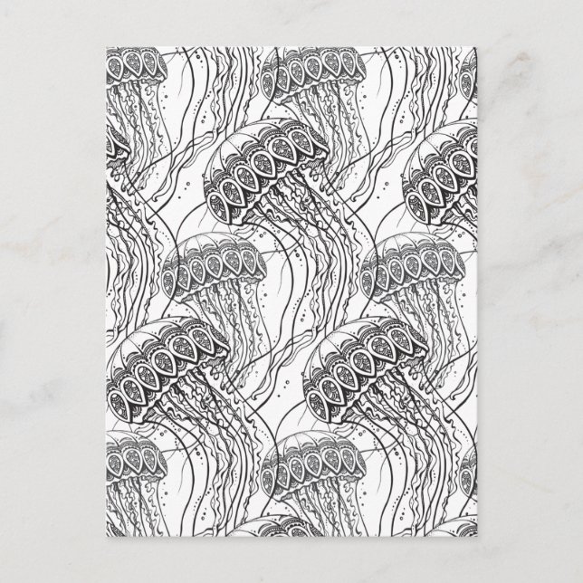 Carte Postale Doodle de poisson de gelée (Devant)