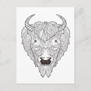 Carte Postale Doodle de tête de bison