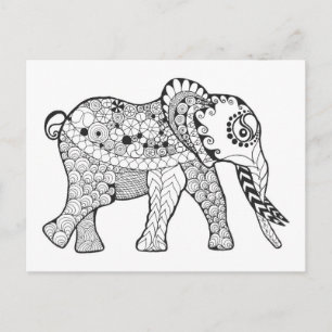 Carte Postale Doodle éléphant
