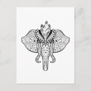 Carte Postale Doodle Eléphant du Cirque