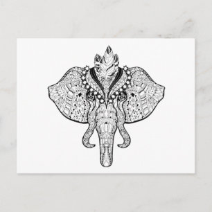 Carte Postale Doodle Eléphant du Cirque