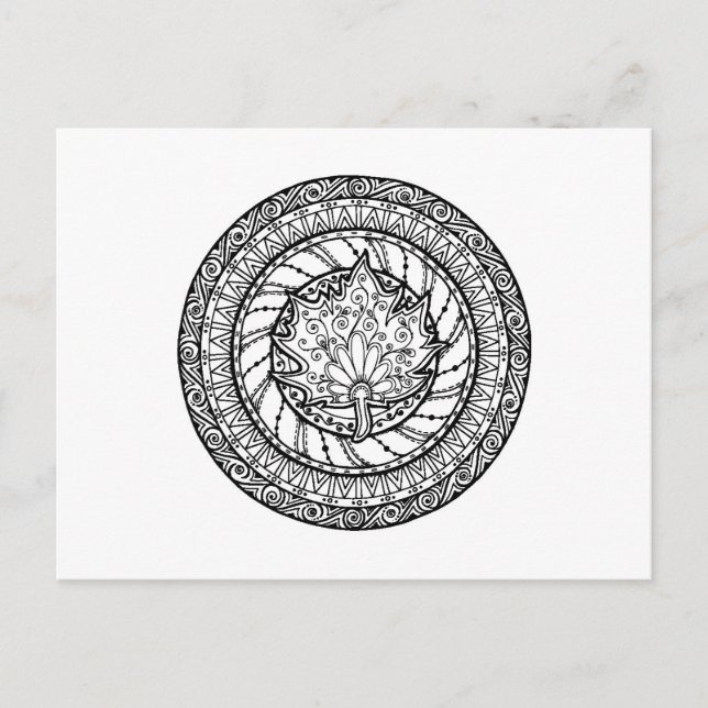 Carte Postale Doodle Feuille d'érable d'automne (Devant)