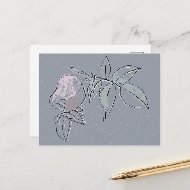 Carte Postale Doodle Floral  (Devant/Arrière en situation)