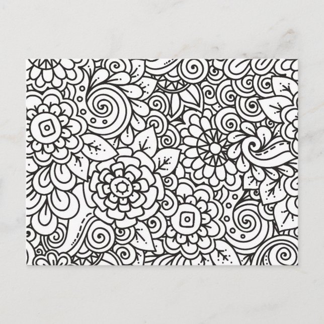 Carte Postale Doodle Floral Retro (Devant)