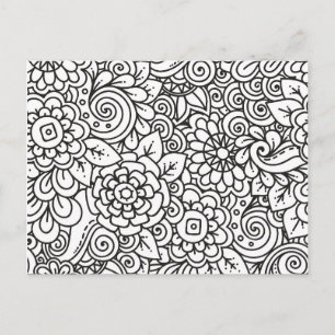 Carte Postale Doodle Floral Retro