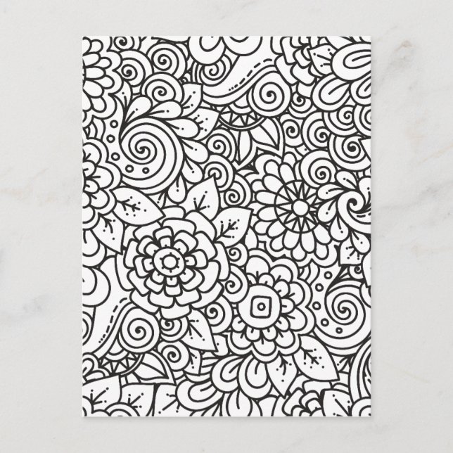 Carte Postale Doodle Floral Retro (Devant)