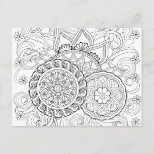 Carte Postale Doodle Flowers Et Mandalas