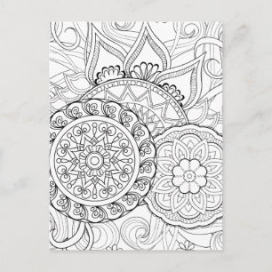 Carte Postale Doodle Flowers Et Mandalas
