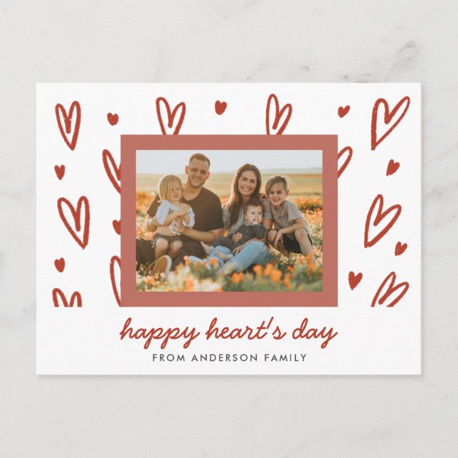 Carte Postale Doodle Heart Photo Valentine Salutation (Devant)
