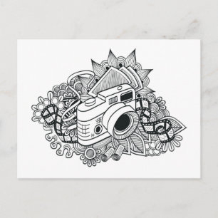 Carte Postale Doodle Hipster Camera