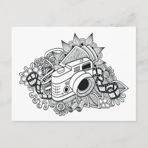 Carte Postale Doodle Hipster Camera