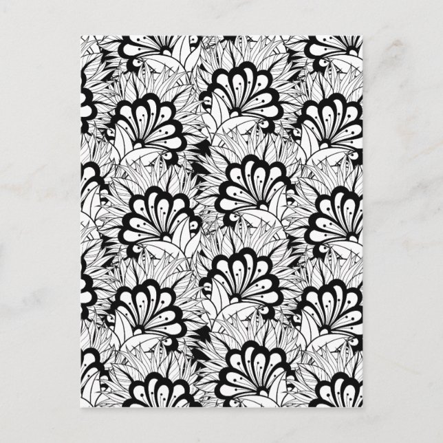 Carte Postale Doodle Motif de fleurs (Devant)
