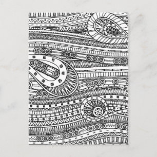 Carte Postale Doodle Motif ethnique