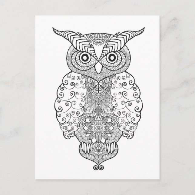 Carte Postale Doodle Owl (Devant)