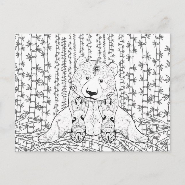 Carte Postale Doodle Panda Bambou (Devant)