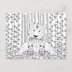 Carte Postale Doodle Panda Bambou