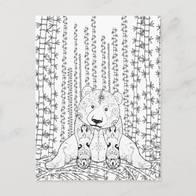 Carte Postale Doodle Panda Bambou (Devant)