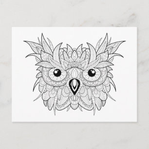 Carte Postale Doodle Portrait de chouette
