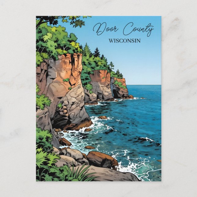 Carte Postale Door County Illustration with Poem (Devant)