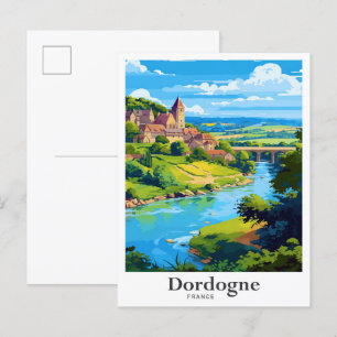 Carte Postale Dordogne France Illustration de voyage vintage