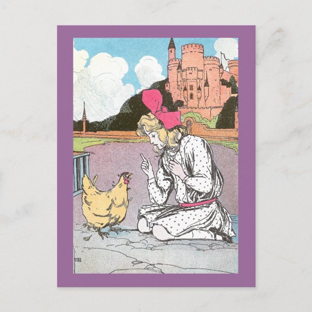 Carte Postale Dorothy libère la poule jaune (Devant)