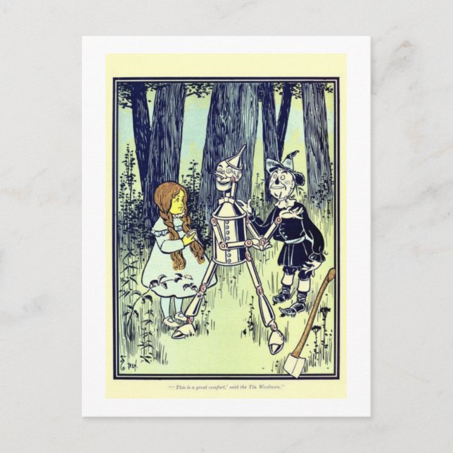 Carte Postale Dorthy & Scare Crow rencontrent Tin Man   (Devant)