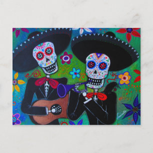 Carte Postale Dos Amigos Dia de los Muertos Mariachi