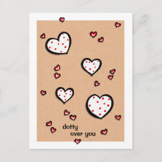 Carte Postale Dotty Hearts kraft Dotty Over You Postcard