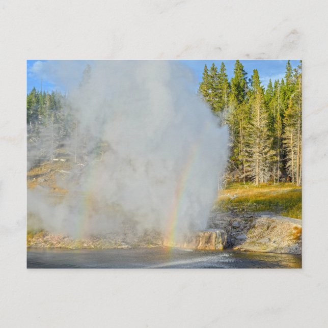Carte Postale Double arc en ciel à Riverside Geyser, Yellowstone (Devant)