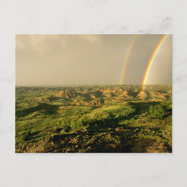 Carte Postale Double arc-en-ciel sur Painted Canyon à Theodore (Devant)