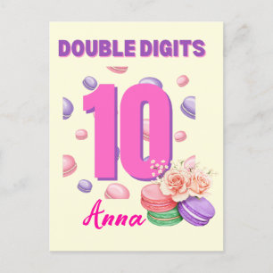 Carte Postale Double chiffres Macaron adolescent Anniversaire fi