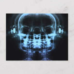 Carte Postale Double crâne à rayons X avec casque - bleu