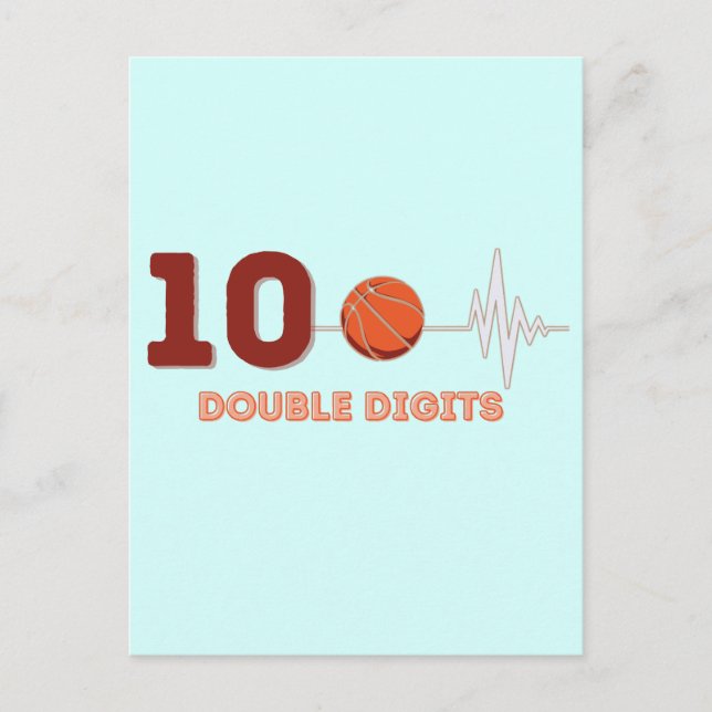 Carte Postale Double Digits Garçon 10 Ans Anniversaire Basket-ba (Devant)