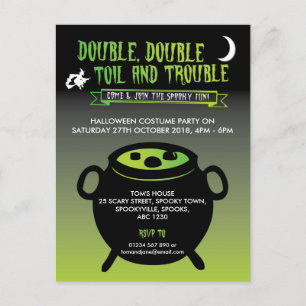 Carte Postale 'Double, double peine et problème' invitation Hall