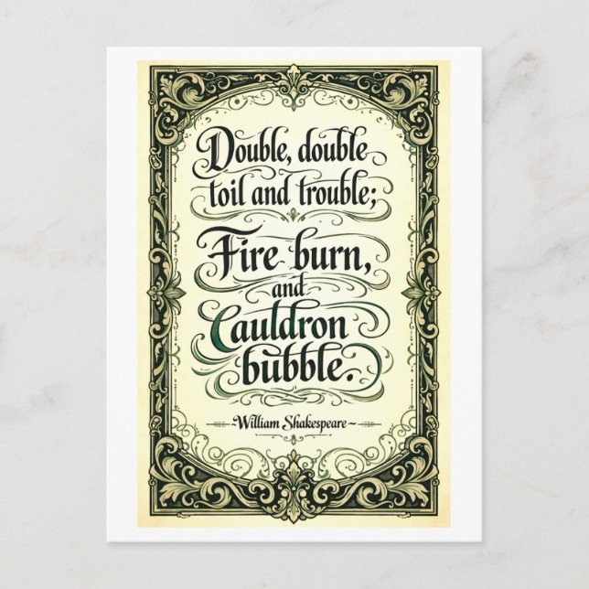 Carte Postale "Double Double Toil and Trouble" Shakespeare (Devant)