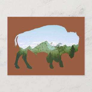 Carte Postale Double exposition au bison