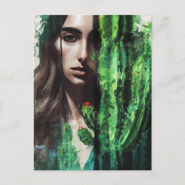 Carte Postale Double exposition Cactus femme peinture (Devant)