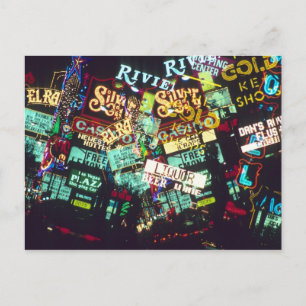 Carte Postale Double exposition, panneaux casino, Las Vegas,