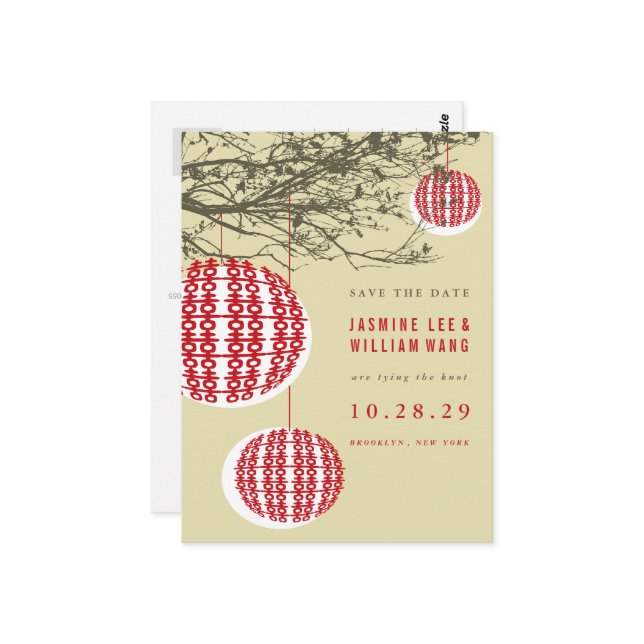 Carte Postale Double Happiness Lanternes Chinois Enregistrer La  (Devant/Arrière en situation)