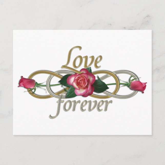 Carte Postale Double Infinité - Amour Rose pour toujours (Devant)
