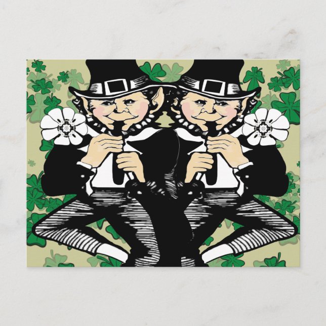 Carte Postale Double La Chance Leprechaun (Devant)